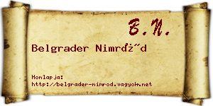 Belgrader Nimród névjegykártya